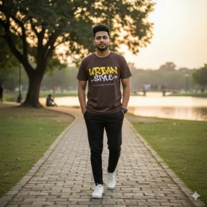 Mens Brown Premium Drop Shoulder T-Shirt