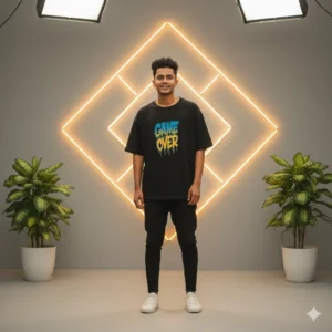 Mens Black Premium Drop Shoulder T-Shirt