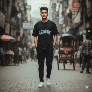 Mens Black Premium Drop Shoulder T-Shirt