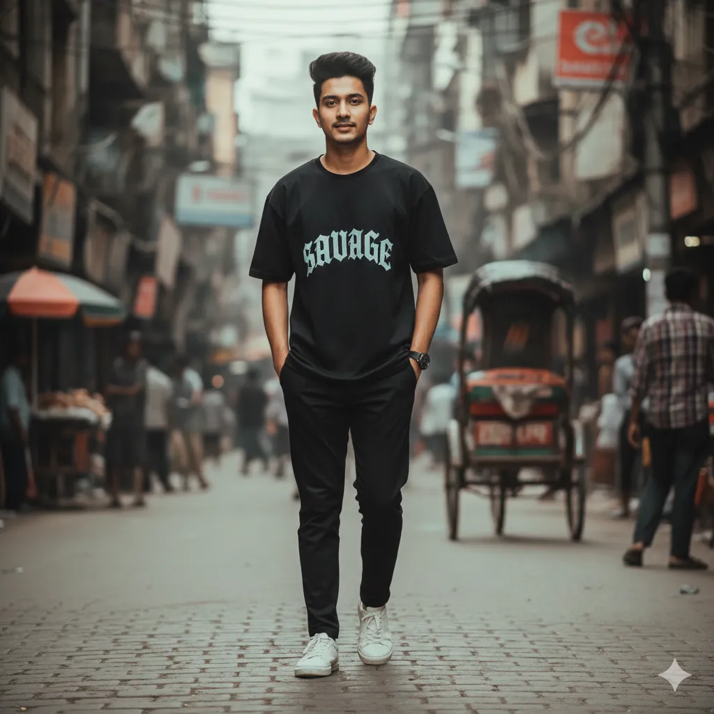 Mens Black Premium Drop Shoulder T-Shirt