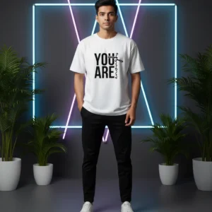 White Mens Premium Drop Shoulder T-Shirt