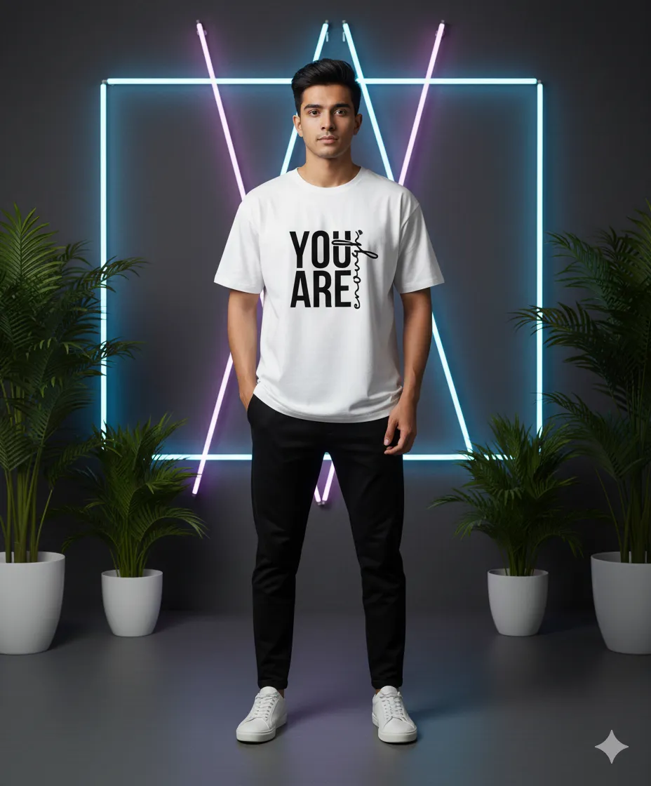 White Mens Premium Drop Shoulder T-Shirt